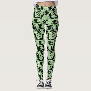 Dragon pattern 01.wx4x4.blue LGreen BG Leggings