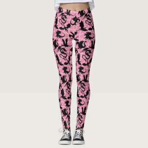 Dragon pattern 01.wx4x4.blue Pink BG Leggings