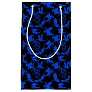 Dragon pattern 02 blue.bwx4 Black Small Gift Bag