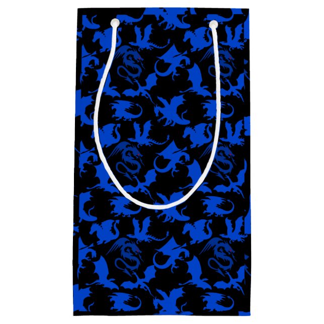 Dragon pattern 02 blue.bwx4 Black Small Gift Bag (Front)