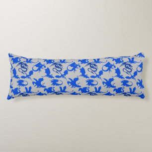 Dragon pattern 02 blue.bwx4 grey BG Body Pillow