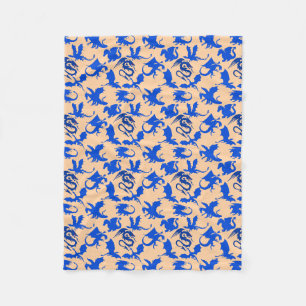 Dragon pattern 02 blue.bwx4 Lorange BG Fleece Blanket