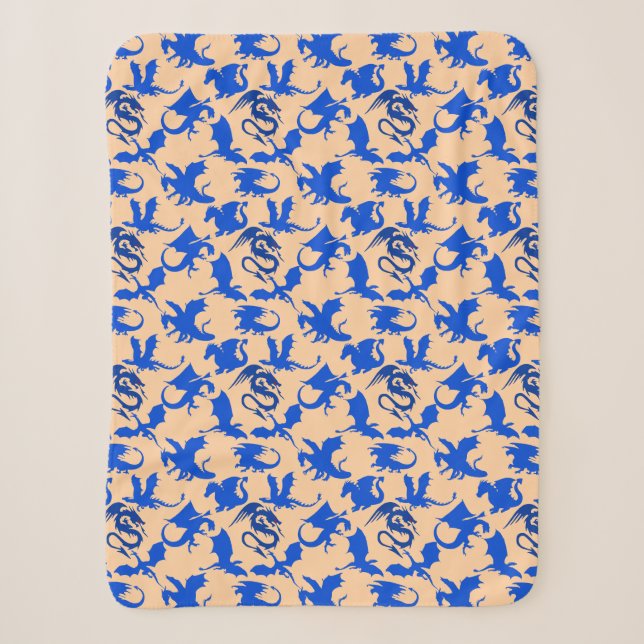 Dragon pattern 02 blue.bwx4 Lorange BG Sherpa Blanket (Front)