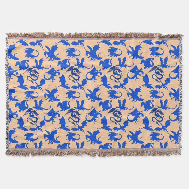 Dragon pattern 02 blue.bwx4 Lorange BG Throw Blanket (Front)