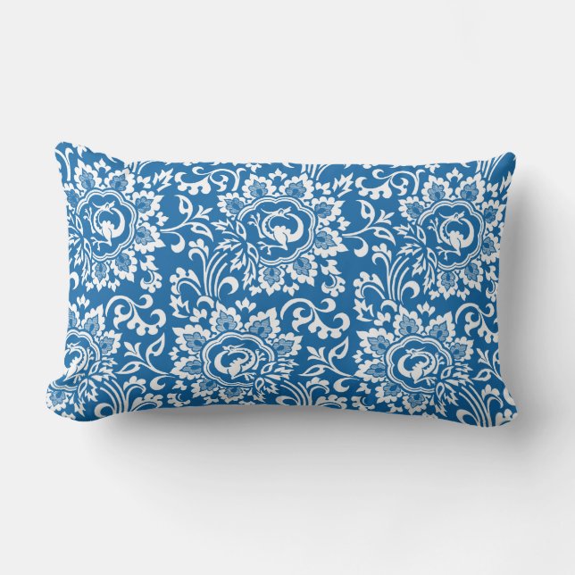 Dragon Pattern Delft Blue and White Lumbar Pillow (Front)