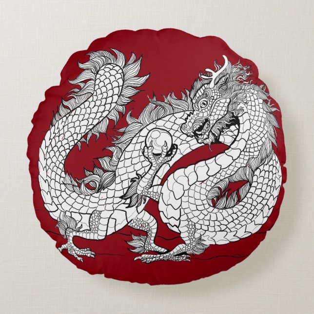 Dragon Pearl Round Pillow (Front)
