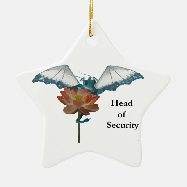 Dragon Peeks Around Flower Ceramic Ornament (Front)