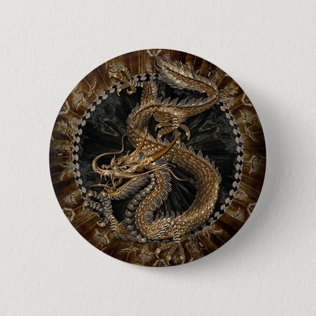 Dragon Pentagram 2 Inch Round Button (Front)