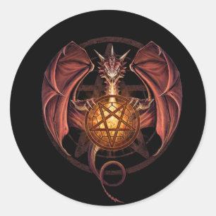 Dragon pentagram classic round sticker
