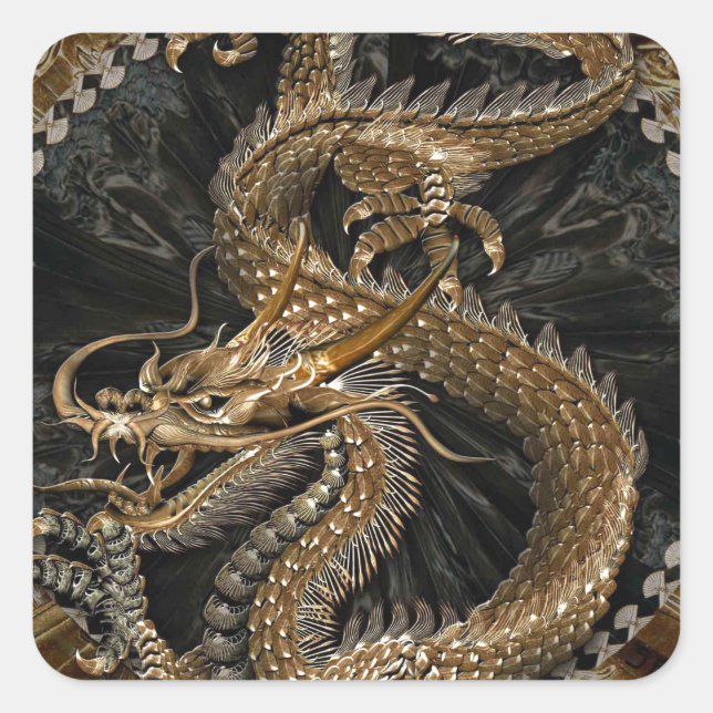 Dragon Pentagram Square Sticker (Front)