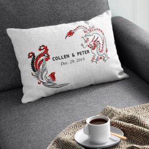 Dragon-Phoenix Chinese Wedding Gift Personalized Lumbar Pillow