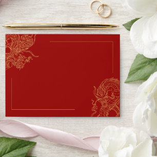 Dragon Phoenix Traditional Red Chinese Wedding Envelope