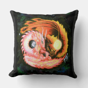 Dragon Phoenix Yin-Yang Throw Pillow