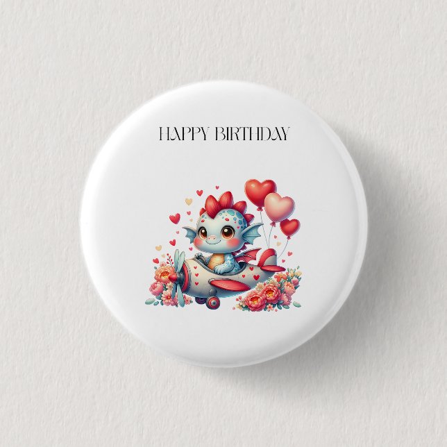 Dragon Pilot Birthday 1 Inch Round Button (Front)