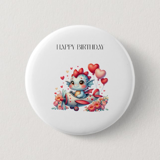 Dragon Pilot Birthday 2 Inch Round Button (Front)