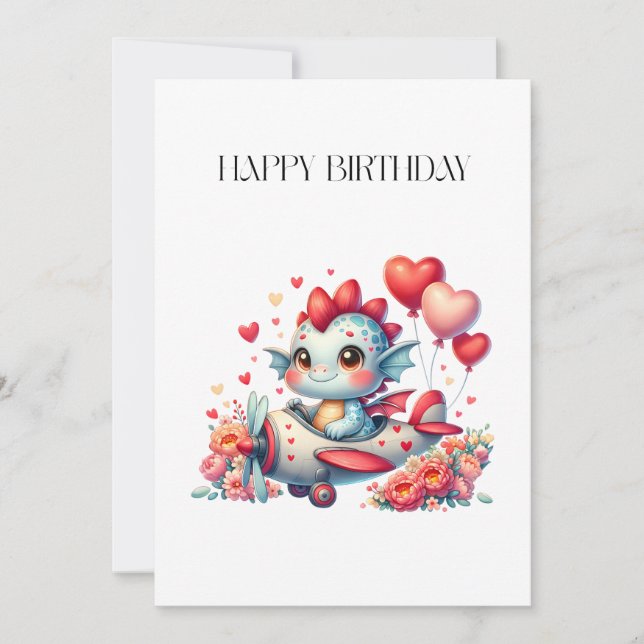 Dragon Pilot Birthday Invitation (Front)