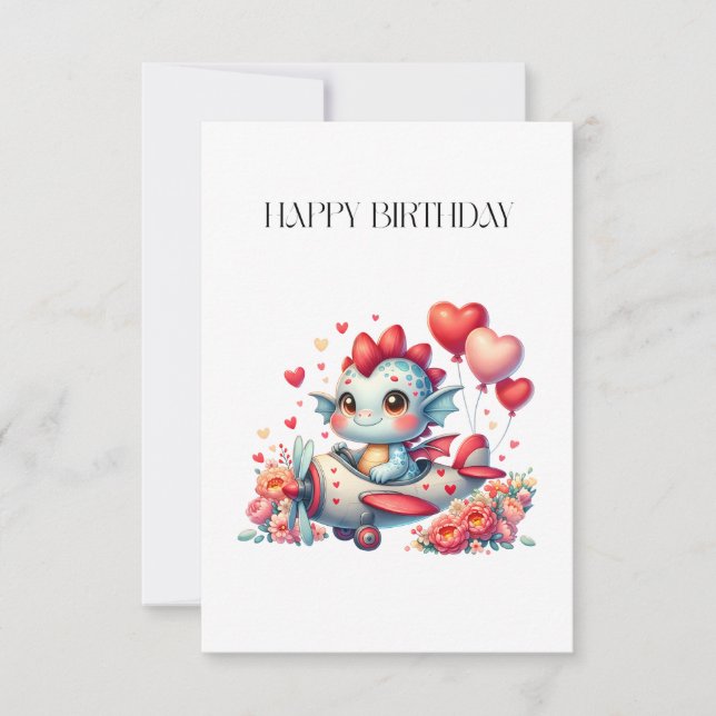 Dragon Pilot Birthday Thank You Card (Front)