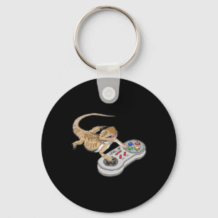 Dragon Playing Video Game Reptiles Pagona Gamers Keychain