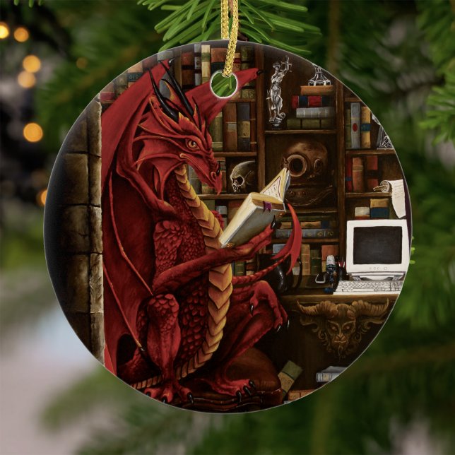 Dragon Pod Cast Library Ceramic Ornament (Creator Uploaded)