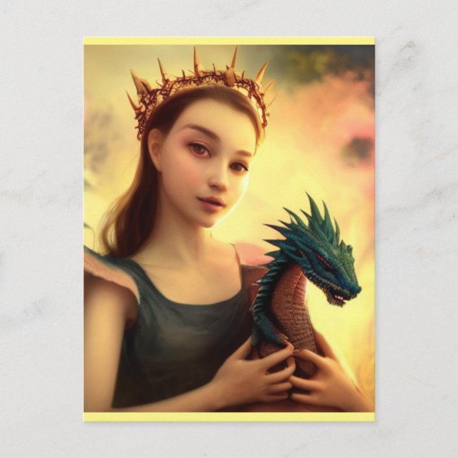 Dragon prinsess with young dragon  postcard (Front)