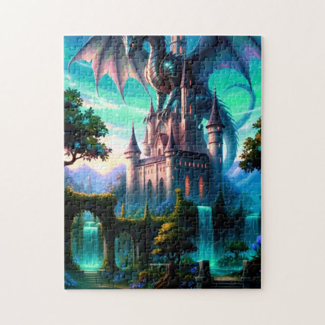 Dragon protecting Castle Jigsaw Puzzle (Vertical)