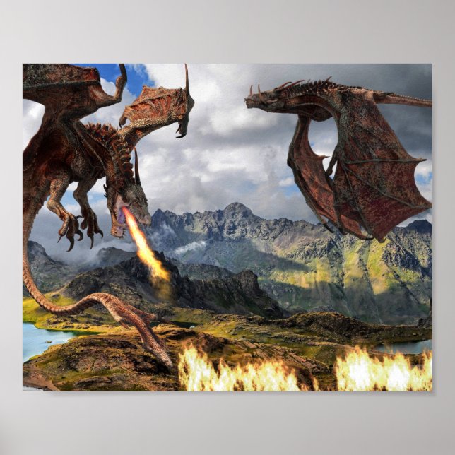 Dragon qui crache du feu Affiche Red Wyvern (Devant)