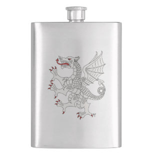 Dragon Rampant Argent Hip Flask