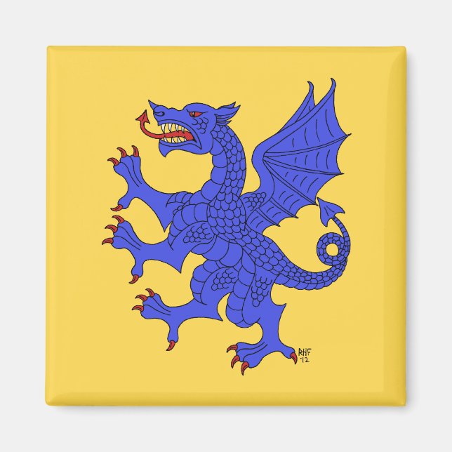 Dragon Rampant Azure Magnet (Front)