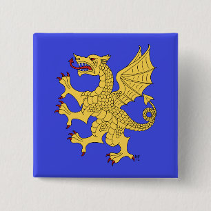 Dragon Rampant Or 2 Inch Square Button