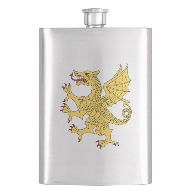 Dragon Rampant Or Hip Flask (Front)