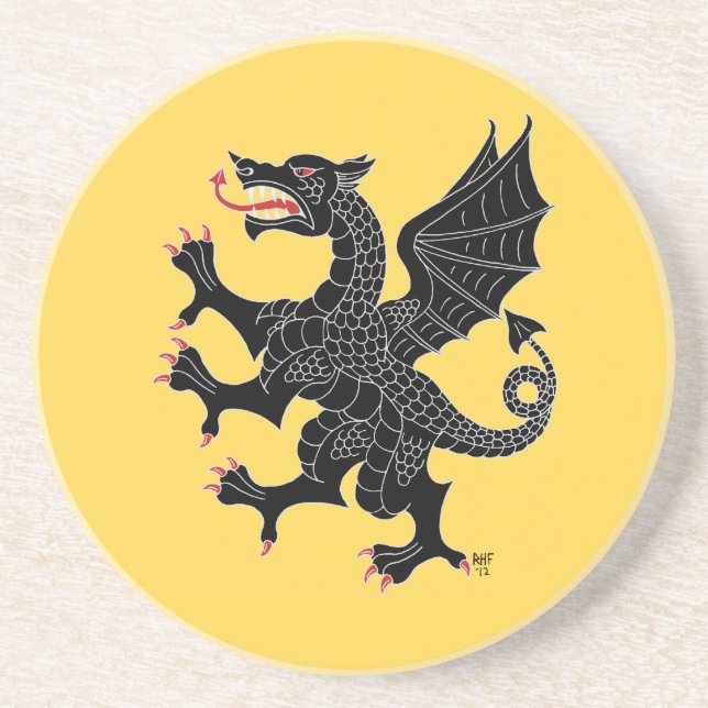 Dragon Rampant Sable Coaster (Front)