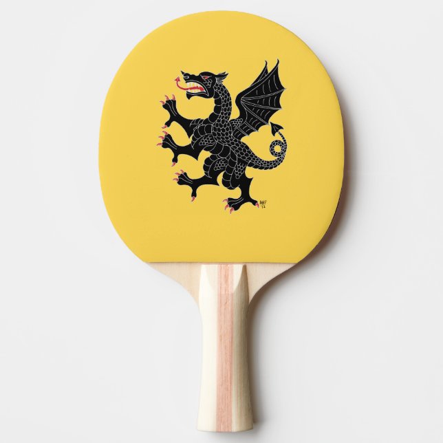 Dragon Rampant Sable Ping Pong Paddle (Front)