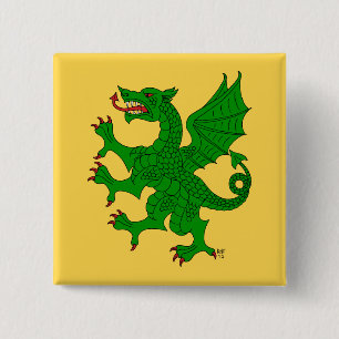 Dragon Rampant Vert 2 Inch Square Button