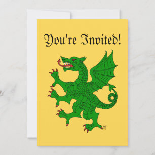 Dragon Rampant Vert Invitation