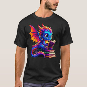 Dragon Reading a Book Bookworm Book Lover T-Shirt