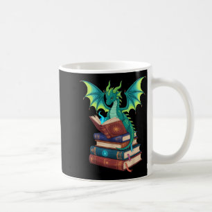 Dragon Reading Books Fantasy Lovers Mythical Creat Coffee Mug