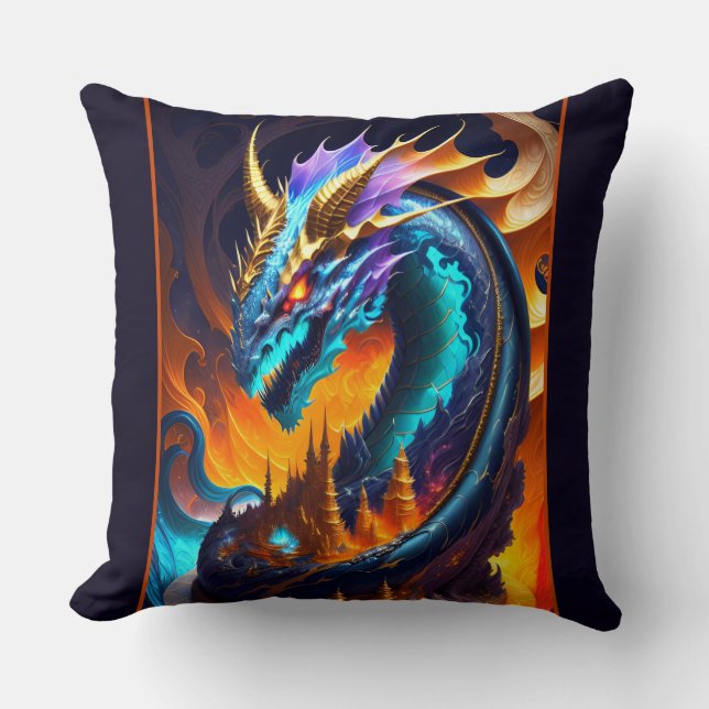 Dragon Realm 2 Throw Pillow (Front)