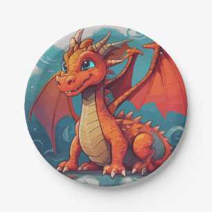 Dragon red artwork Paper Plates 
