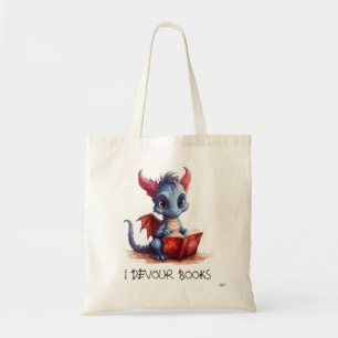 *~* DRAGON RED BLUE - READING devour BOOKS AP88 Tote Bag