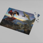 Dragon Red Green Battle Fantasy Jigsaw Puzzle<br><div class="desc">This design may be personalized by choosing the customize option to add text or make other changes. If this product has the option to transfer the design to another item, please make sure to adjust the design to fit if needed. Contact me at colorflowcreations@gmail.com if you wish to have this...</div>