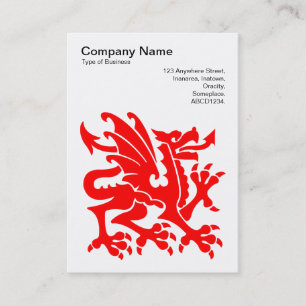 Dragon - Red on White Business Card