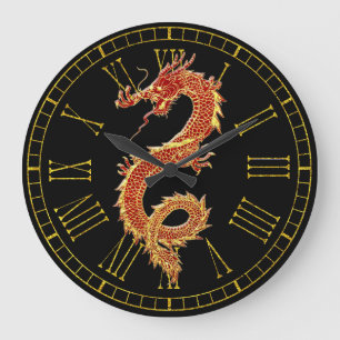 Dragon Red Your Background Colour Large Clock