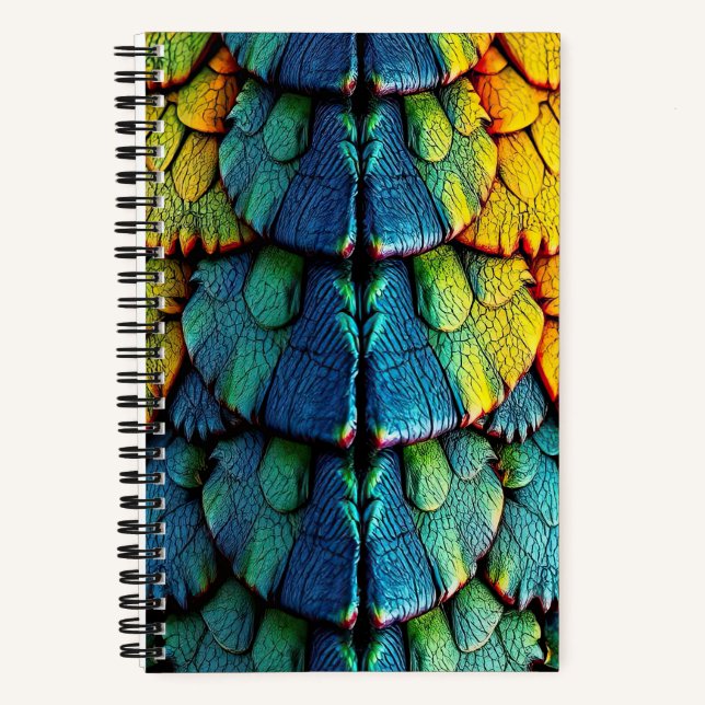 Dragon Reptile Scales Green Blue Yellow Armour Notebook (Front)