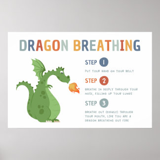 Dragon Respirer Calme vers le bas Classroom Poster