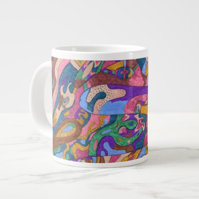 Dragon Ride, Original Abstract Large Coffee Mug (Front Left)