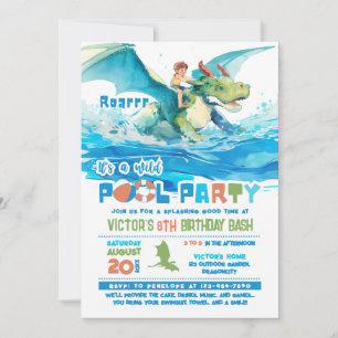 Dragon Ride Pool Party Birthday Invitation
