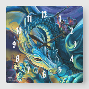Dragon Rider and Sorcerer Square Wall Clock