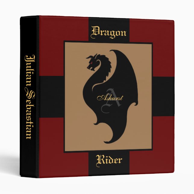 Dragon Rider Back to School Monogram A Binder (Front/Spine)