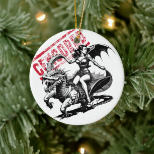 Dragon Rider Censored Pin-Up Ceramic Ornament