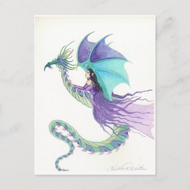 dragon rider fairy postcard (Front)